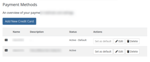 A screenshot of the payment methods list.