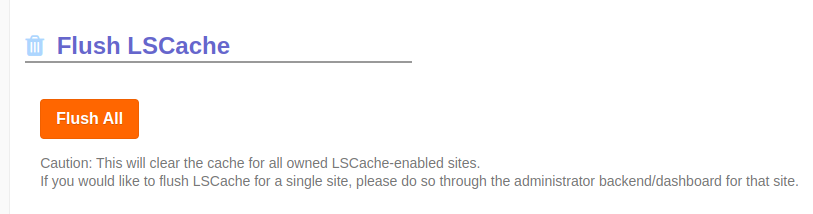A screenshot of the LiteSpeed Cache Flush Tool and the button to Flush All caches.