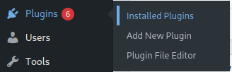 A screenshot of the Plugins menu in the WordPress Admin Dashboard with 'Installed Plugin' highlighted.