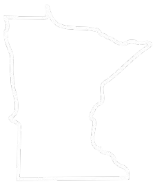 Outline map of Minnesota state on a black background.