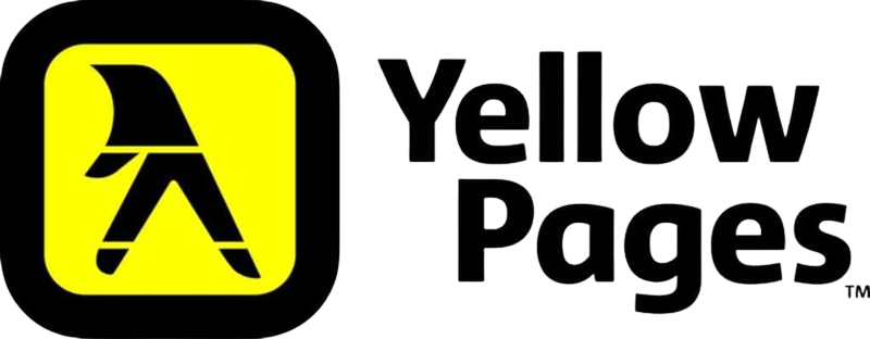 Yellow Pages logo with a black walking fingers icon on a yellow background next to the text 'Yellow Pages'.